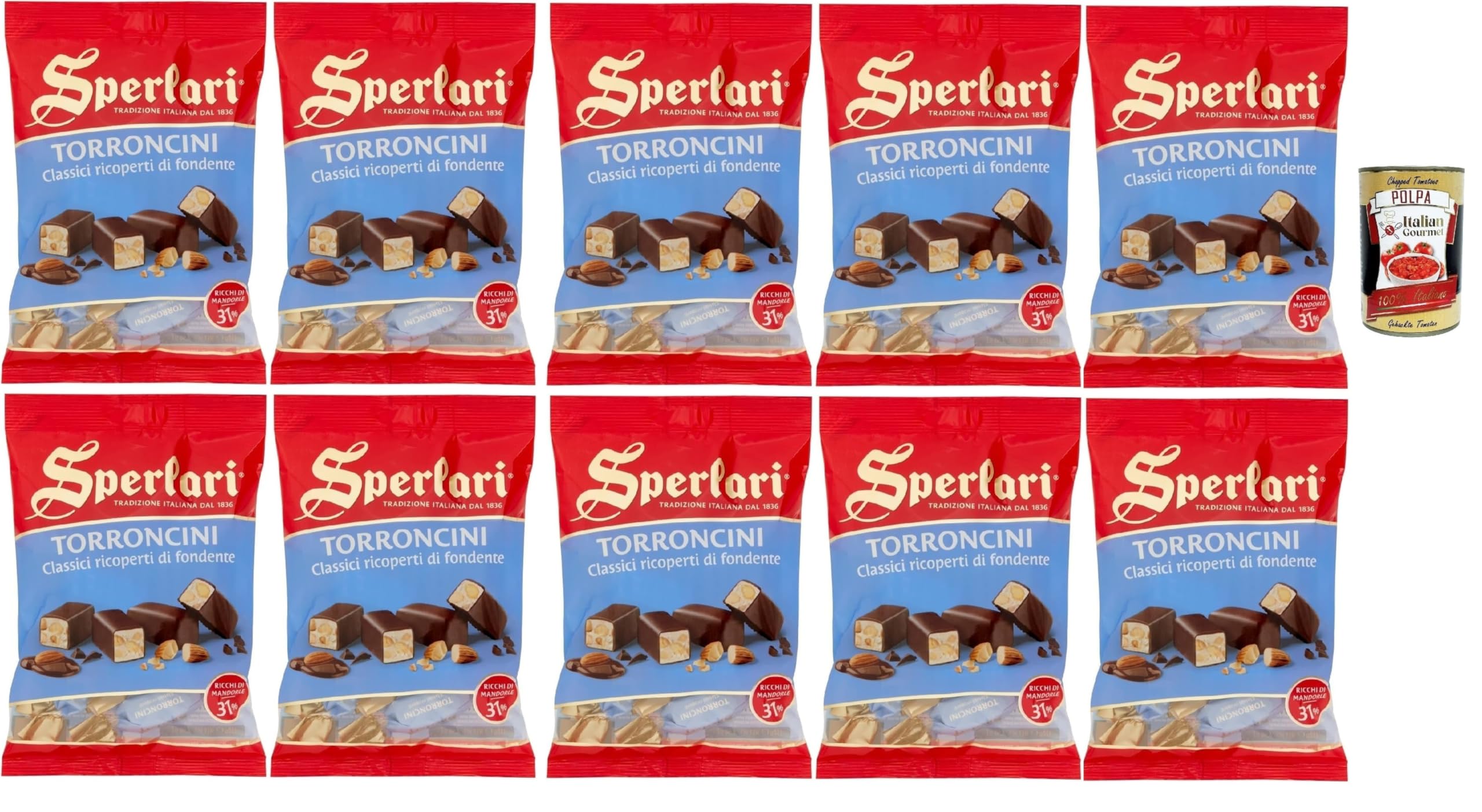 Italian Gourmet Torroncini classici, Nougat mit Mandeln, dunkel, 10 x 117g