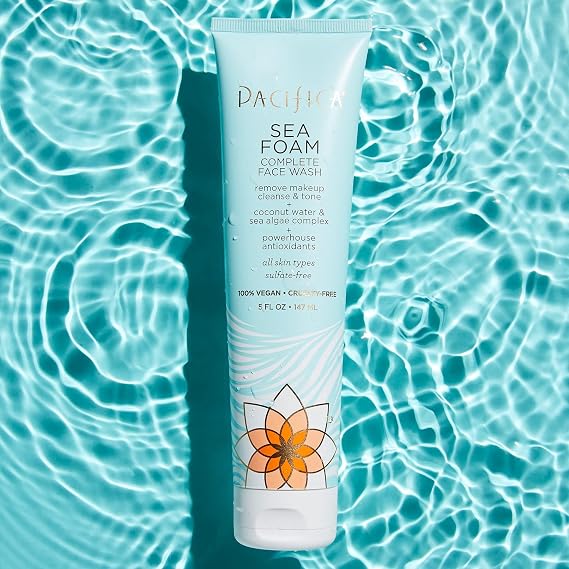 Pacifica Beauty Sea Foam Complete Face Wash Set, Skincare, Daily Gentle Facial Cleanser, Makeup Remover, Coconut Water, Sea Algae Complex, Sulfate & Paraben Free, Vegan, 5 fl oz (2 Pack)