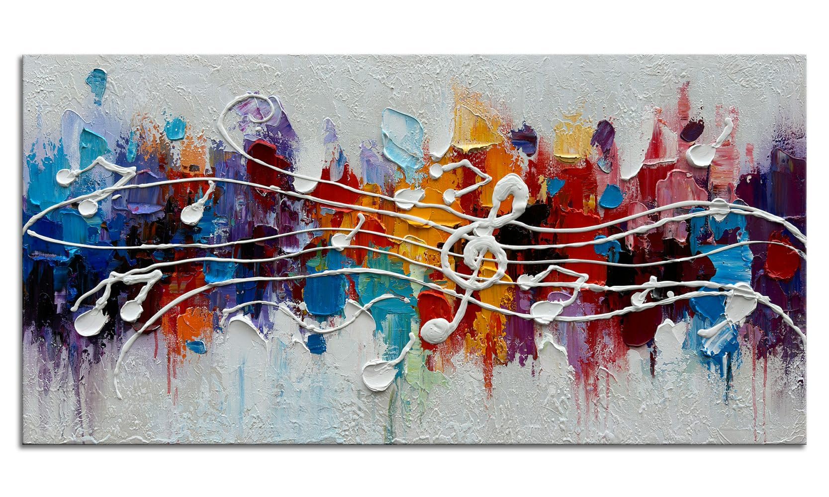 Amazon.com: zoinart Colorful Music Symbol Oil Painting on Canvas