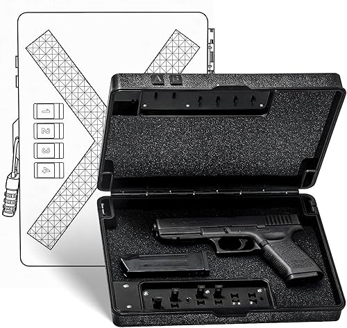 Caja fuerte para pistola de mano, cerradura mecánica con candado TSA, caja de bloqueo de pistola montada de acceso rápido para mesita de noche,