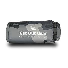 Get Out Gear Down Camping Blanket - Puffy, Packable, Lightweight and Warm | Ideal for Outdoors, Travel, Stadium, Festivals, Beach, Hammock | 650 Fill Power Water-Resistant Backpacking Quilt