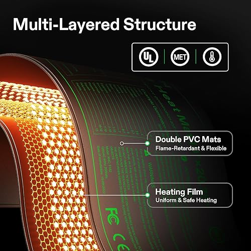 Miniatura 2 de VIVOSUN Tapete térmico de plántulas de 10 x 20.75 pulgadas con controlador de temperatura integrado, almohadilla térmica impermeable con