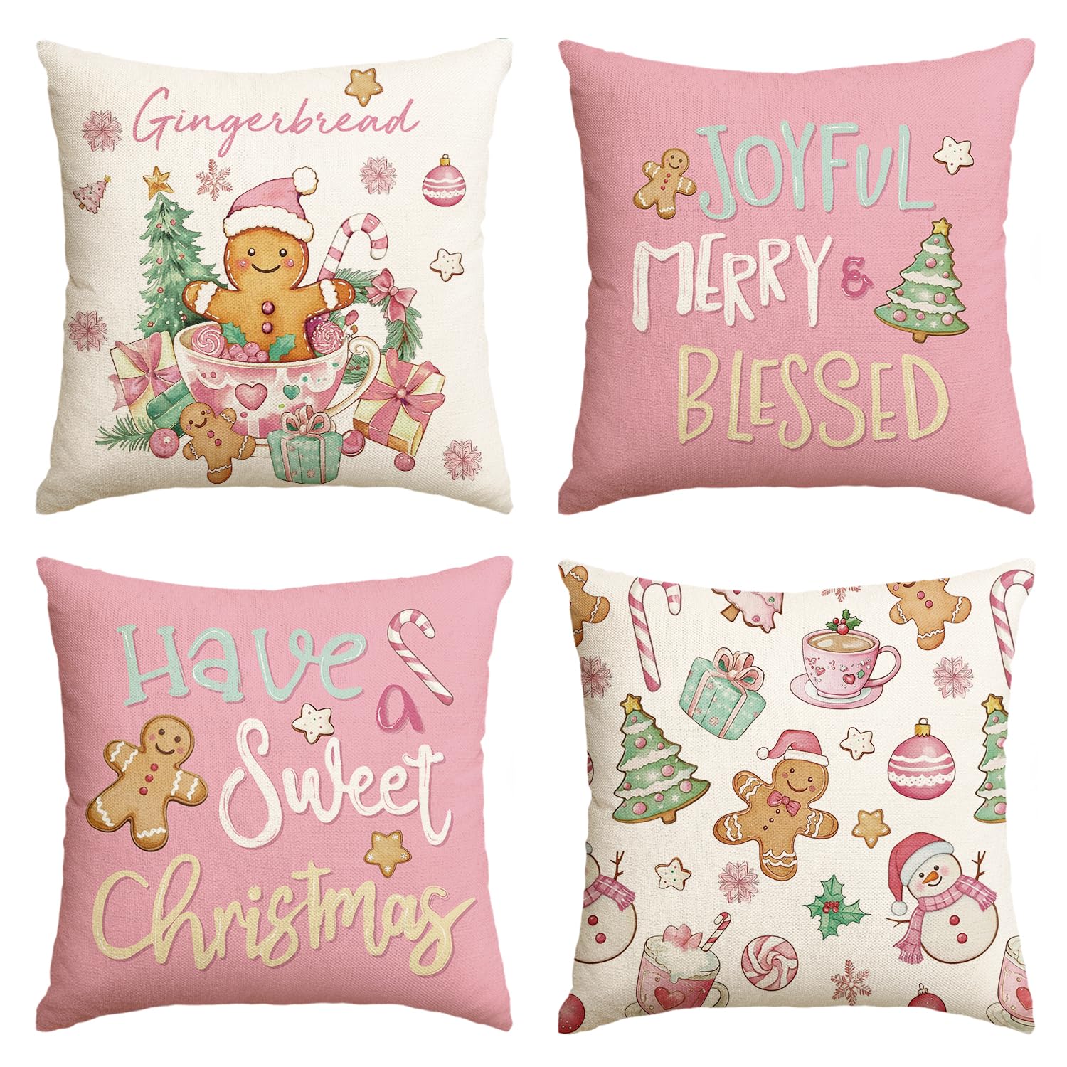 Housses de coussin bonhomme en pain d'épices rose 45x45 cm AVOIN colorlife