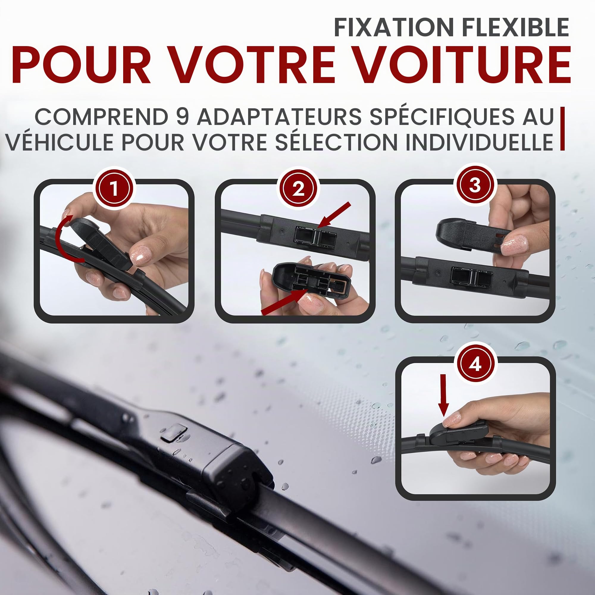 RECAMBO Essuie-glaces avant et arrière adaptés pour Kia Niro | Type DE | Année de construction 2016-2022 - Kit complet d'essuie-glaces