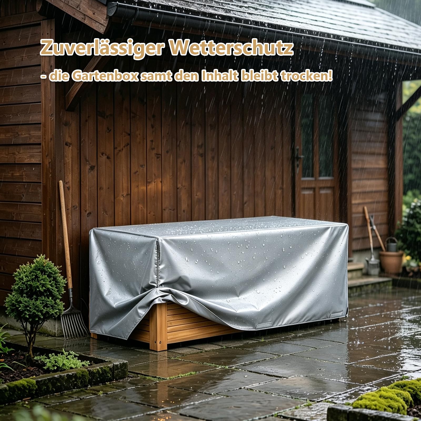 GIANTEX Gartenbox Holz Auflagenbox Gartentruhe Kissenbox Holzbox Garten | Wetterfest mit Abdeck- & Innenplane, Mobil mit Rollen & Griff, Aufbewahrungsbox Garten, Holztruhe Outdoor, für Gartenauflagen