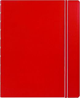 Filofax REFILLABLE NOTEBOOK CLASSIC, 10.8" x 8.5" Red - Elegant leather-look cover with moveable pages - Elastic closure, index, pocket and page marker (B115102U), Letter Size