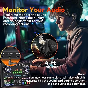 Podcast IEM Earphones KZ Castor - Adjustable Enhanced Bass, Harman Target, Detachable Wired in Ear Monitor Headphones for Musicians Drum Guitar, Audifonos Intraurales (Without Mic)