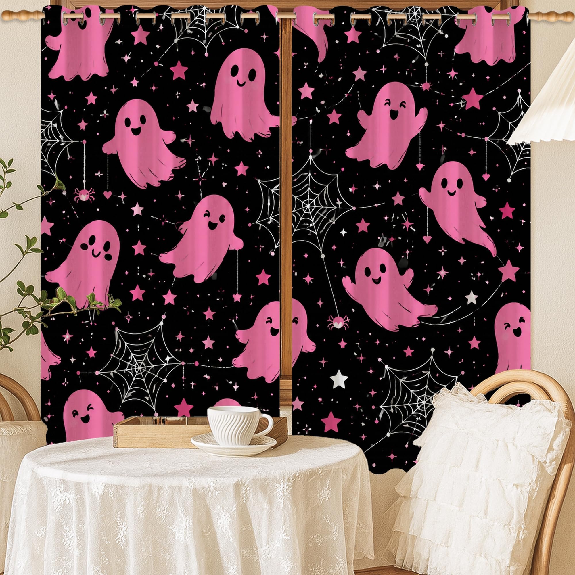 Rideaux occultants contre la lumière du jour motif ludique toile d'araignée