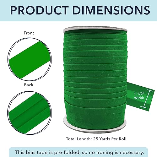 Miniatura 188 de Mandala Crafts Cinta al bies de un solo pliegue de 5/8 pulgadas para coser, acolchar, tuberías, dobladillo, manta y encuadernación de colcha, cinta