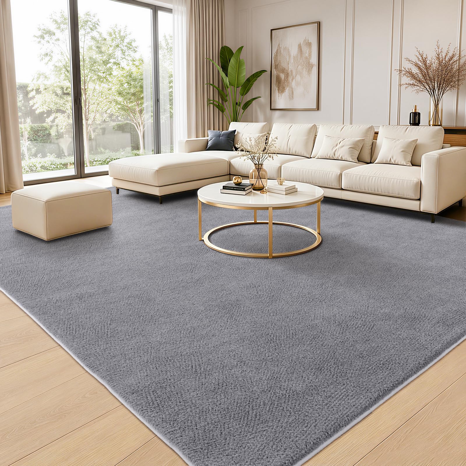 iEvery Waschbarer Kuscheliger Kurzflor Teppich Moderner Wohnzimmerteppich, Weich & Pflegeleicht Carpet rutschfest für Wohnzimmer, Schlafzimmer, Bettvorleger & Kinderzimmer Deko