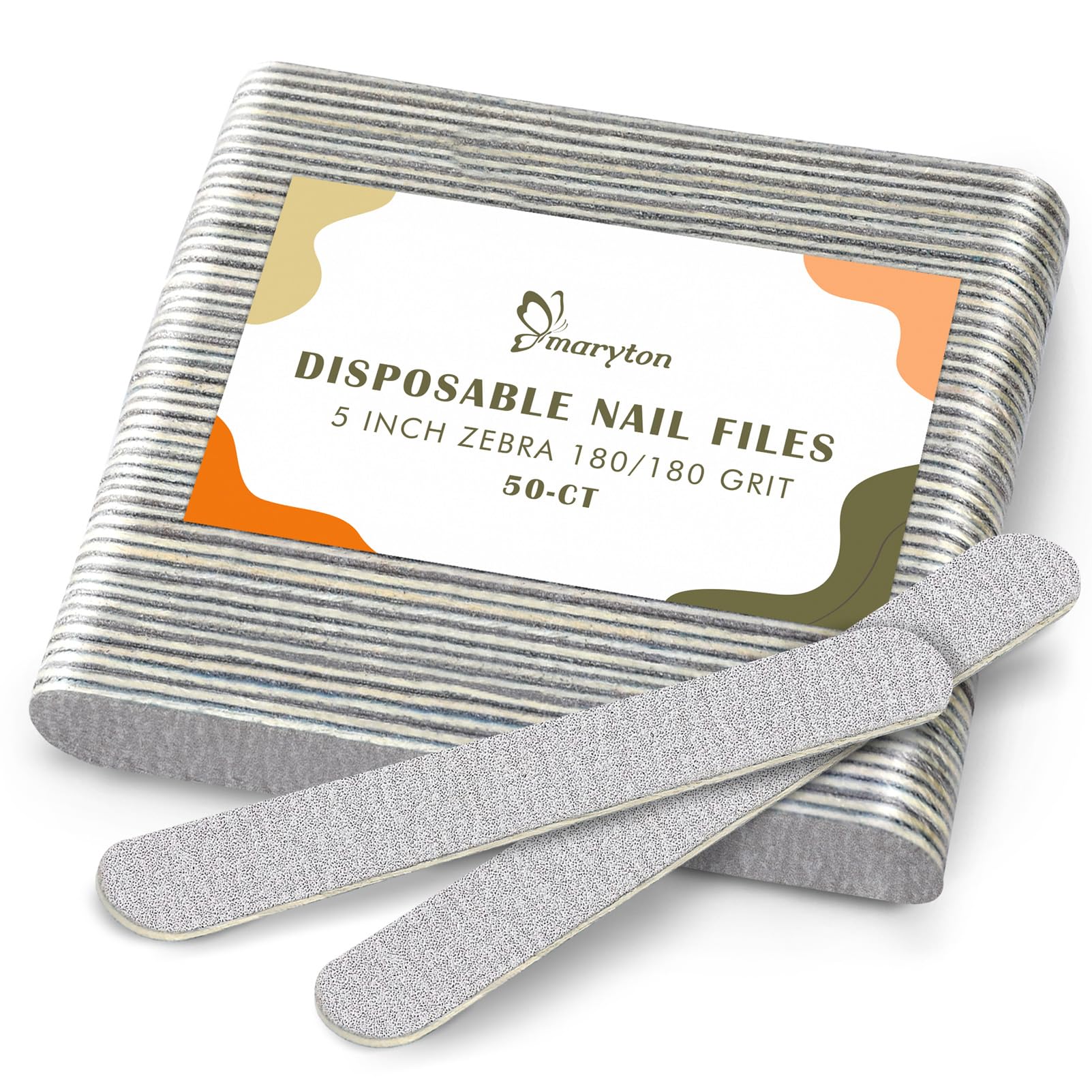 Maryton Coarse Nail File 80/100 Grit Emery Boards for Poly Gel, coarse