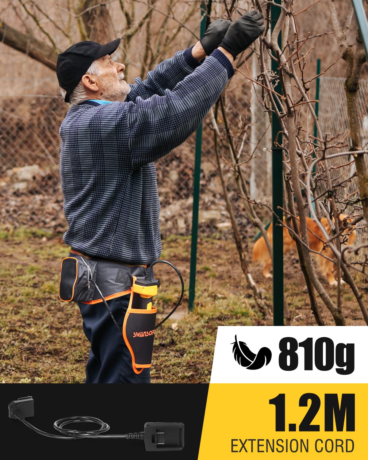 Ciche i trwałe: elektryczne sekatory akumulatorowe SWANSOFT PRU36, 36 mm, 16,8 V, 900 W, 4Ah+2Ah mocne sekatory elektryczne do precyzyjnego przycinania drzew, róż i winorośli