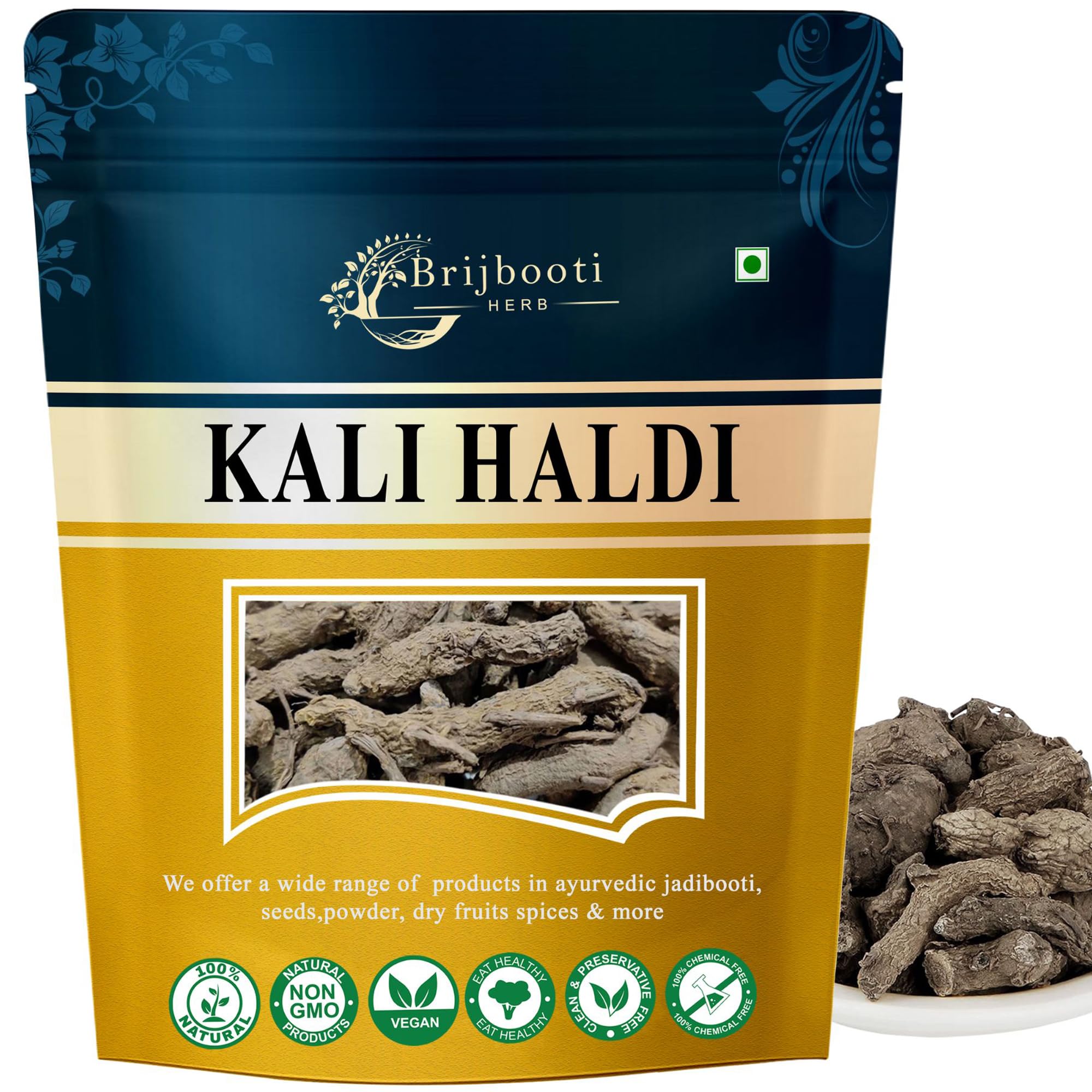 Birju Mahavir Narkachur - Kali Haldi - Nar Kachur - Narkchaur - Curcuma Zerumbet - Zedoary Root - Black Turmeric 100 Gr-image-44
