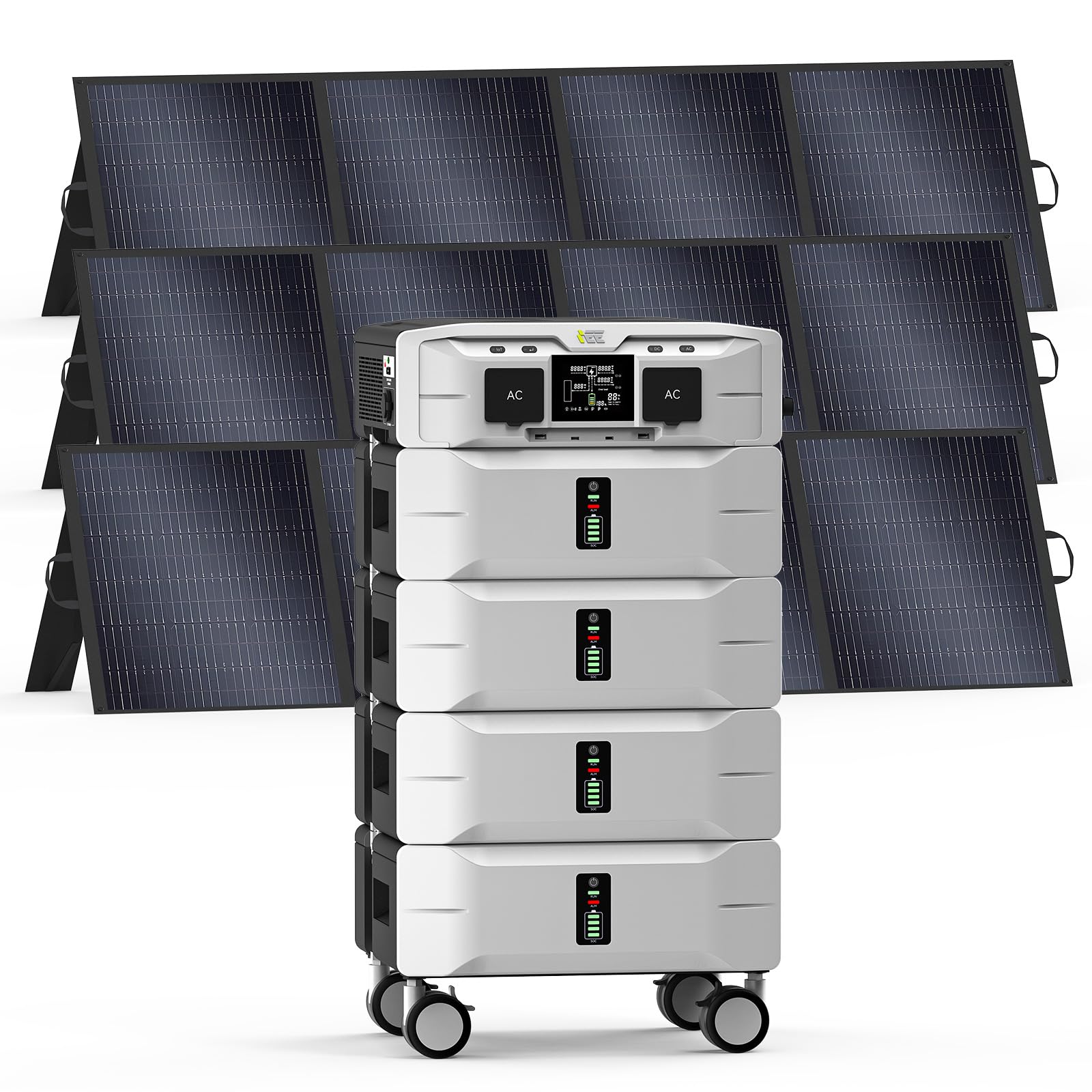 IEE 10 24kWh Portable Power Station SP5000 with 3x200W Solar Panel 120 240V Solar Generator 5000W Peak 9000W