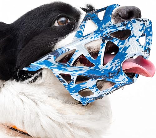 Bozal para perro  Bozal elástico suave para evitar mordeduras, bozal transpirable para perros pequeños, medianos y grandes (azul camuflaje) disponible en Yaxa Colombia