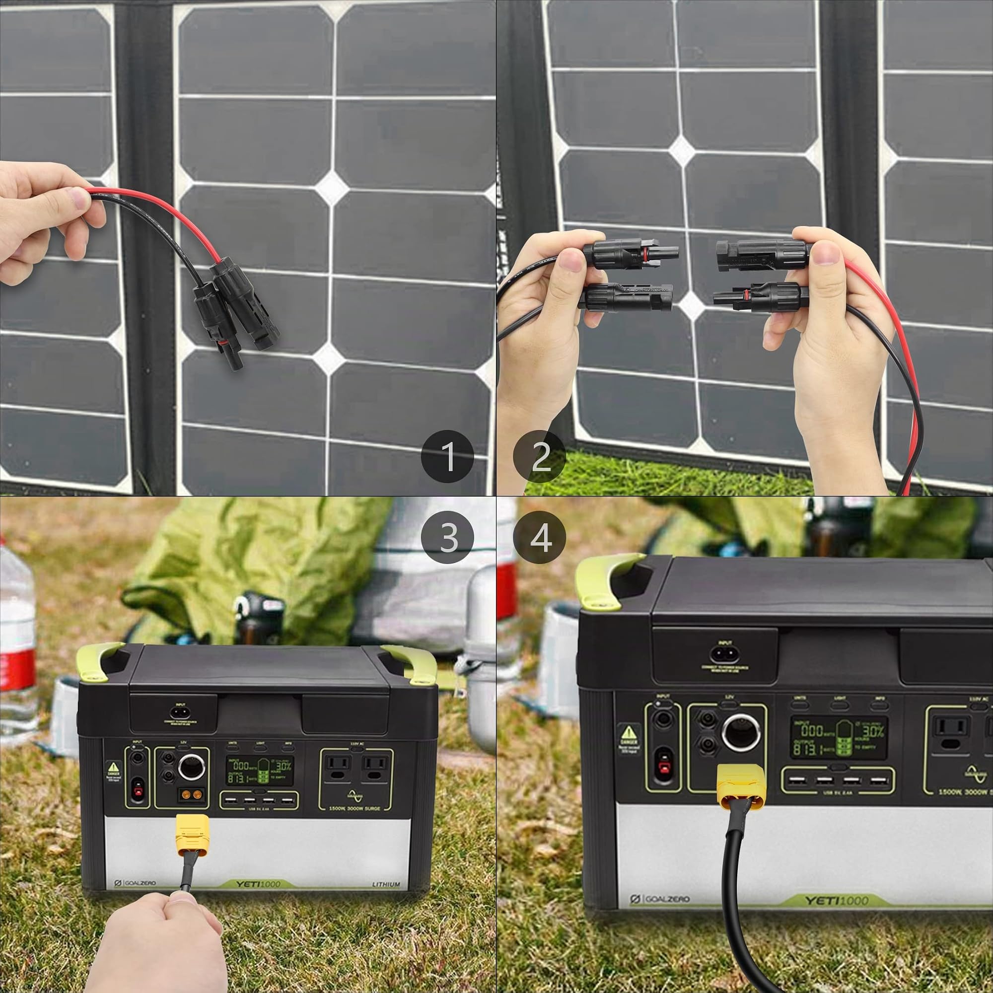 YACSEJAO Connecteur solaire vers XT90 Câble d'extension mâle vers XT90 Câble Chharge solaire pour port d'entrée XT90 Station d'alimentation portable et générateur solaire, 1,8 m