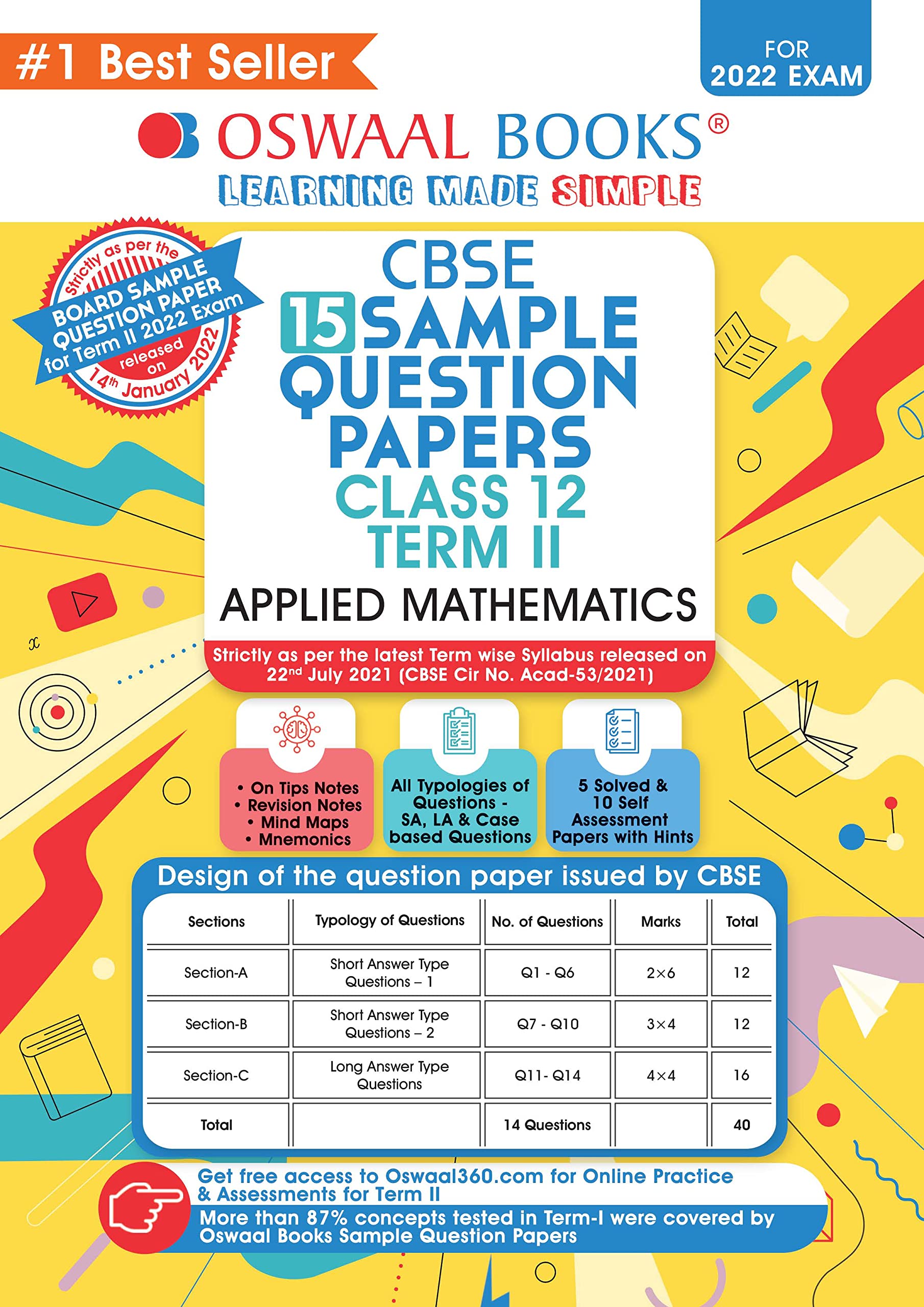 Oswaal CBSE Term 2 Applied Mathematics Class 12 Sample Question Papers Book (For Term-2 2022 Exam)