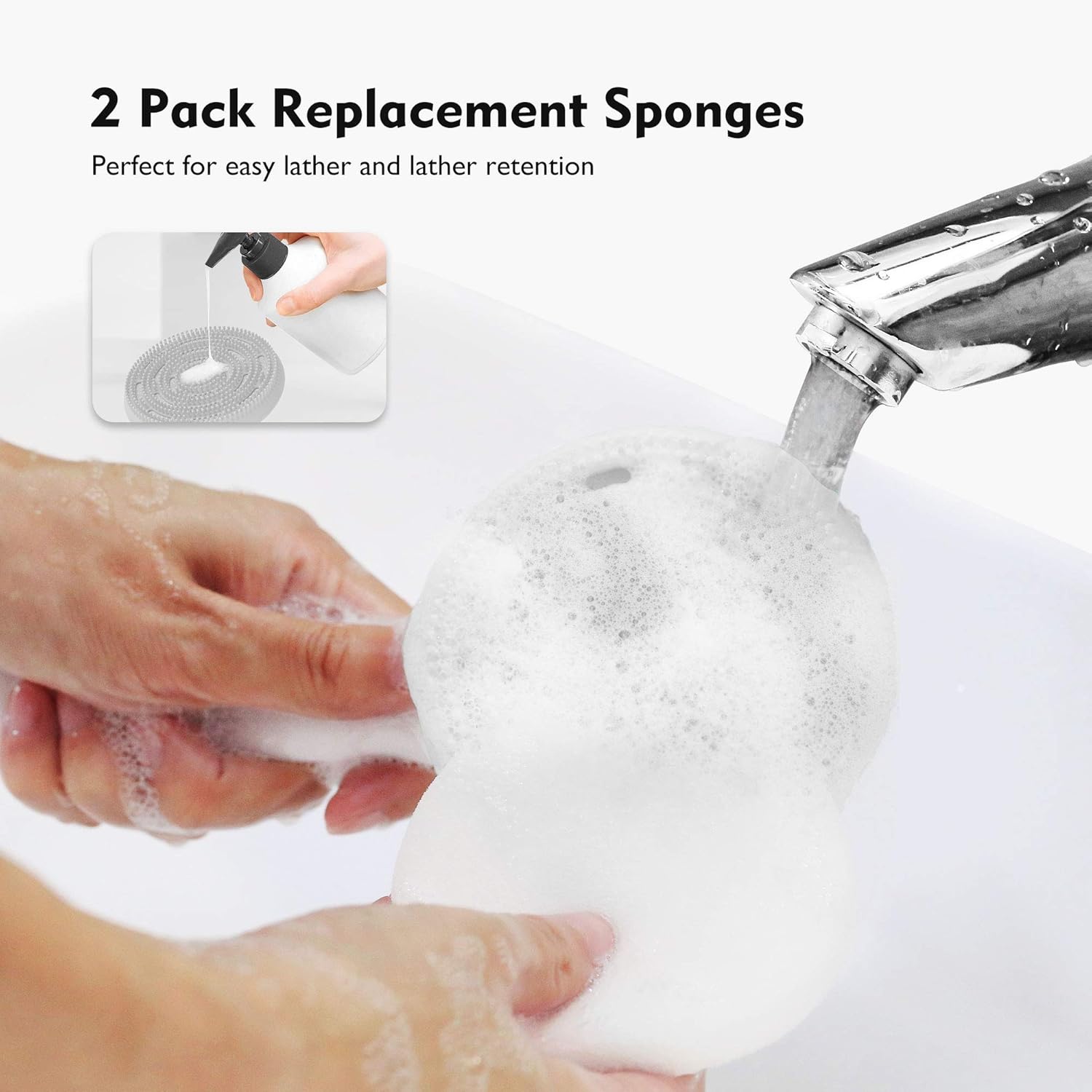 Silicone Shower Brush, Back Scrubber for Shower, KIWIHOME Shower Scrubber Body Brush with Long Handle Cleans Body Easily for All Skin, 2 Sponges Makes More Bubbles(Gray) : Beauty & Personal Care
