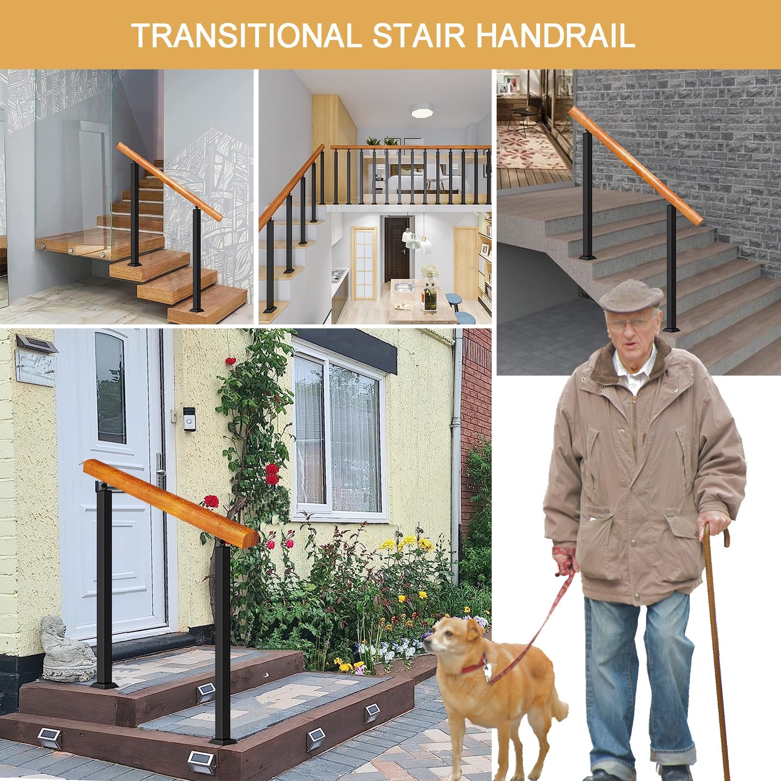 Cartel de madera para escalones – Pancarta duradera para interiores y exteriores para 3 – 4 escalones, escalera montada en el suelo para terraza y jardín – Transición segura il Solution