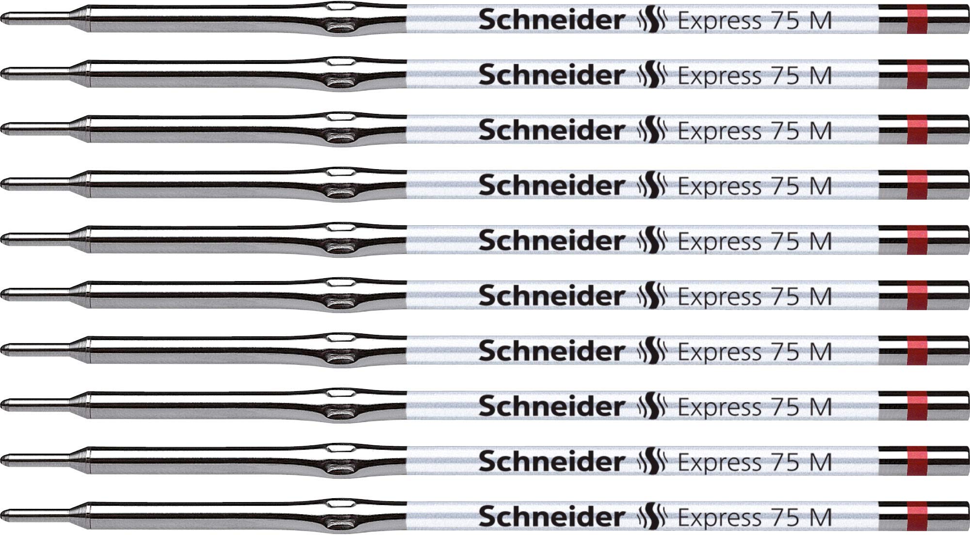 Schneider 7512 75 Medium Ballpoint Pen Refill 10 Pack Red