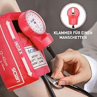 Scian Kézi Vérnyomásmérő - Aneroid Sztetoszkópos Vérnyomásmérő Univerzális Mandzsettával 22-42cm Hordtáskával Piros 4