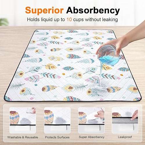 Miniatura 8 de LOOBANI Almohadillas lavables para orina de perros de 18 x 24 pulgadas, paquete de 4 almohadillas reutilizables súper absorbentes y a prueba de