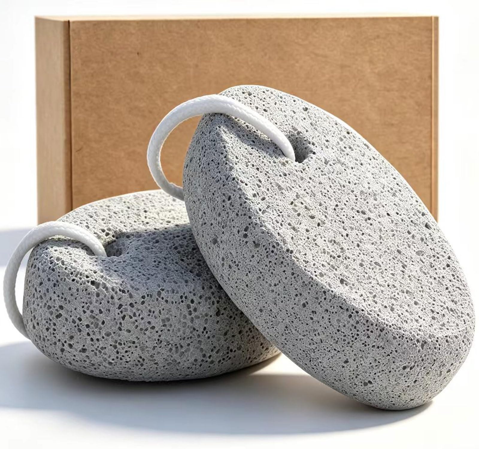 Piedra pómez natural para pies, paquete de 2 herramientas de pedicura de lava, removedor de callos de piel dura para pies y manos, blanco y rojo