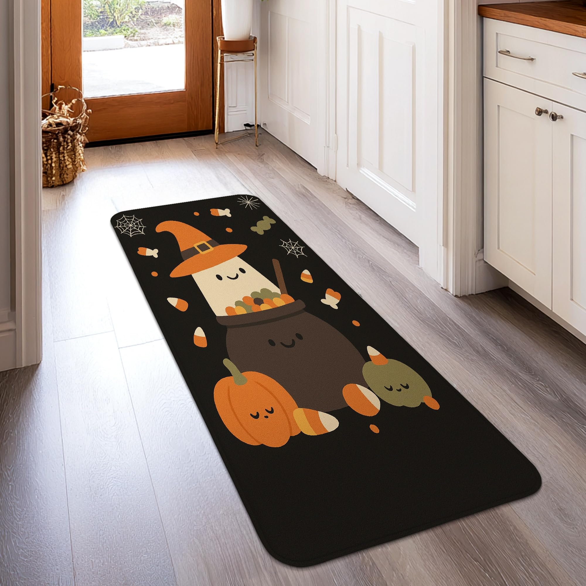 Tapis Halloween pour cuisine et entrée décor citrouille et maïs sucré