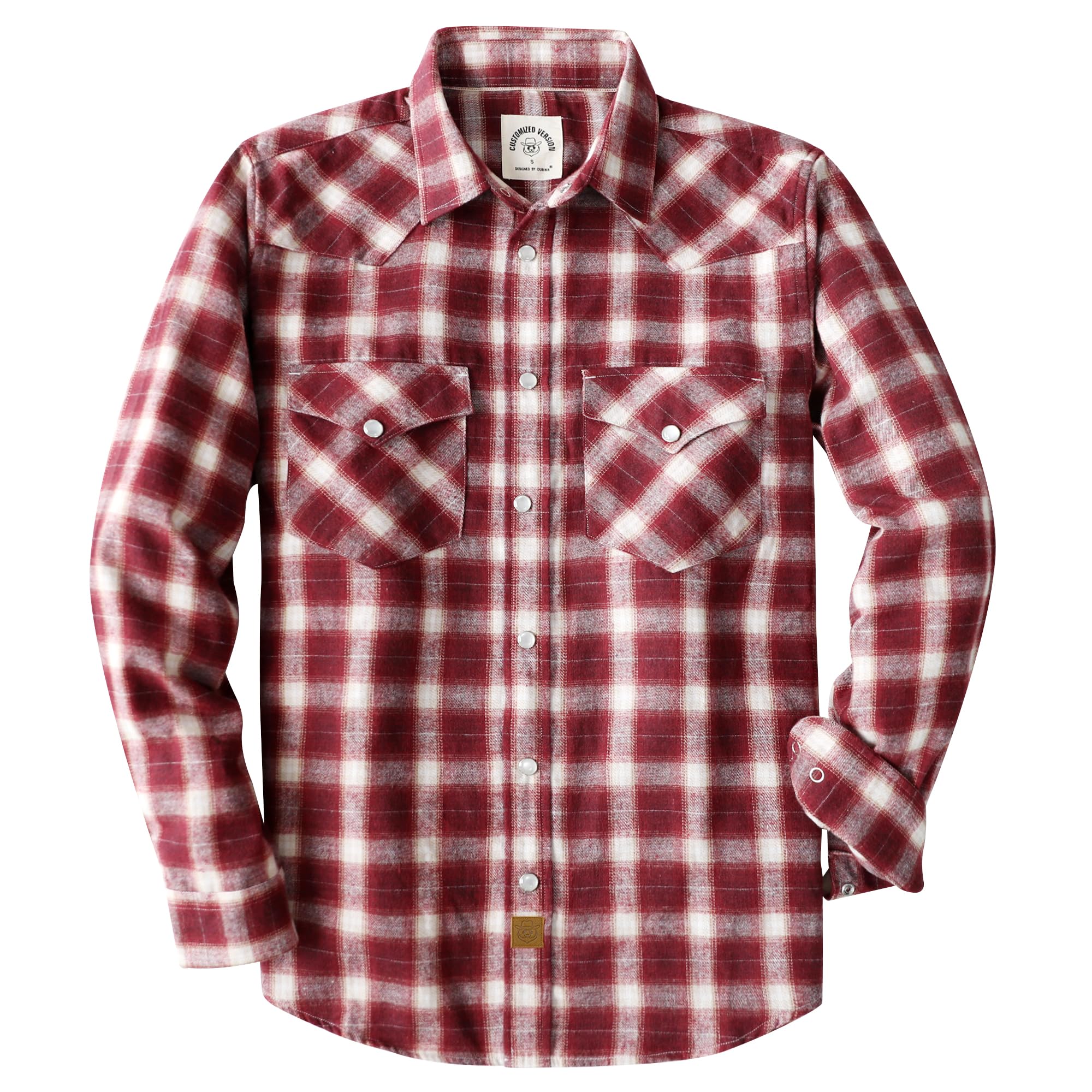 Dubinik® Męskie koszule flanelowe Koszule flanelowe Męskie w kratę Western Denim Vintage z długim rękawem zatrzaski koszule