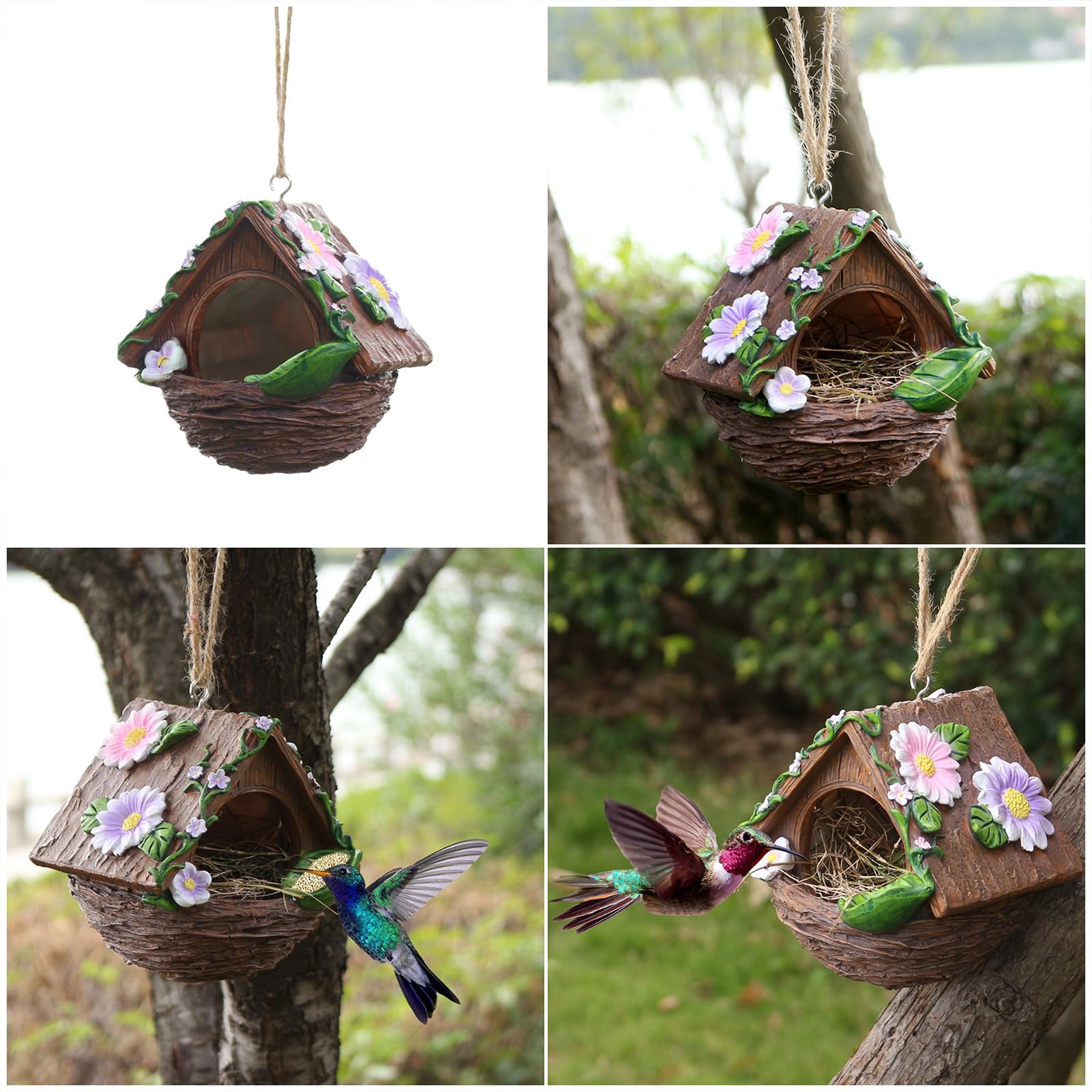 Nido per Uccelli Casetta per Riposo per Colibrì per Piccoli Uccelli Artigianali Dipinti Eleganti Casette per Fiori Casette per Uccelli per Esterni
