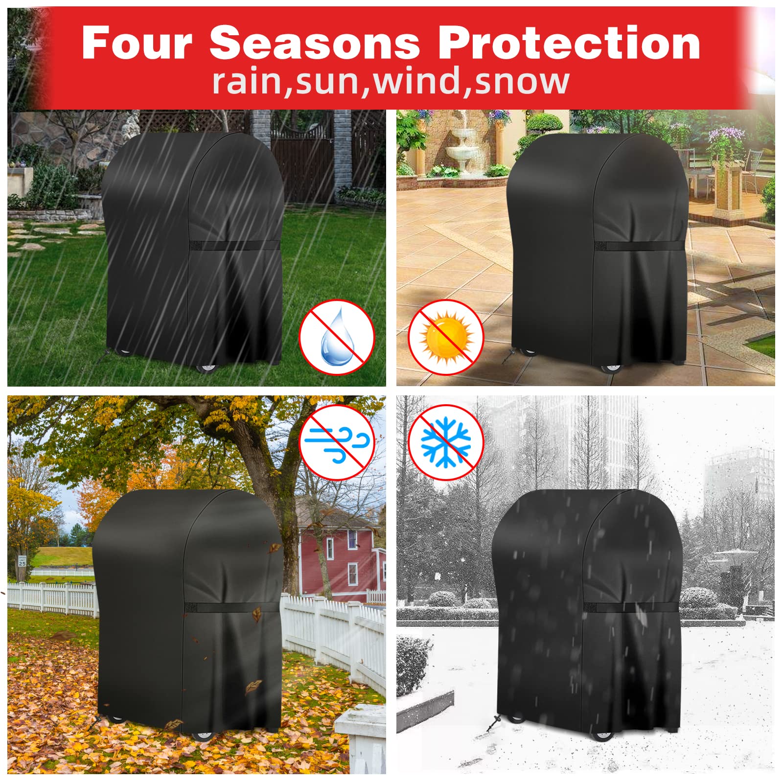 SPGOOD Copertura Barbecue Da Esterno, Resistente Alle Intemperie, 420D, in Tessuto Oxford, Impermeabile, Antipolvere Copertura per Barbecue Antistrappo,Universale 76x66x110 cm