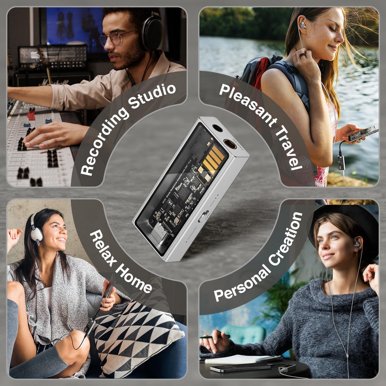 Questyle M15C Headphone Amplifier Portable USB DAC Amps 32Bit/384kHz DSD256 Decoder with 4.4mm and 3.5mm Dual Outputs High Resolution Lossless for Smartphones/PC/Laptops - Image 3