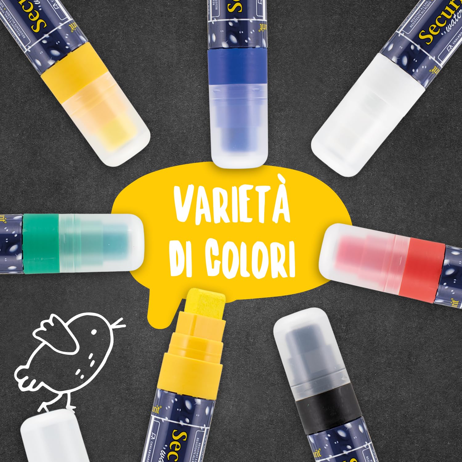 SECURIT Pennarello A Gesso Liquido Resistente all'Acqua Punta Grande 7-15mm Bianco