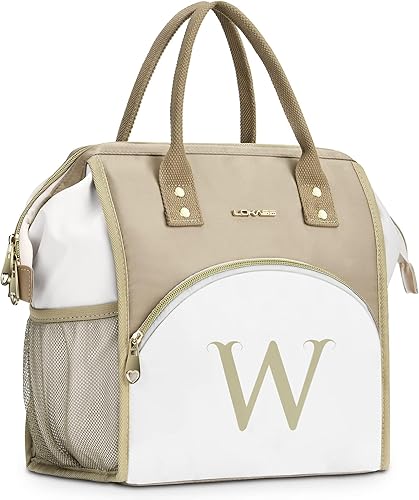 Miniatura 52 de Lonchera personalizada para mujer, bolsa de almuerzo reutilizable con iniciales, aislada, lonchera para adultos de apertura amplia, enfriadora de