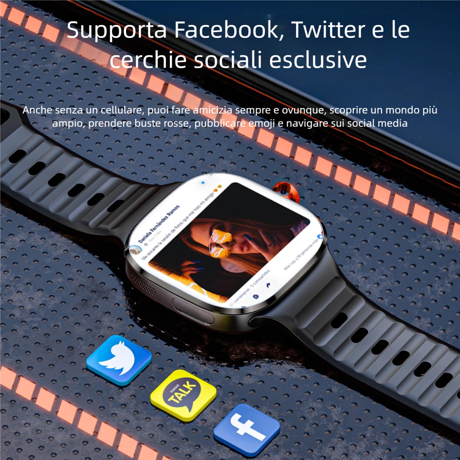 LOKMAT 4G Scheda SIM Smart Watch Android, Schermo AMOLED Grande 2.16'' 3GB+32GB Smartwatch per Uomini e Donne con Camera Rotante WiFi GPS, Orologio Tracker di Attività Fitness 1150mAh (Nero)