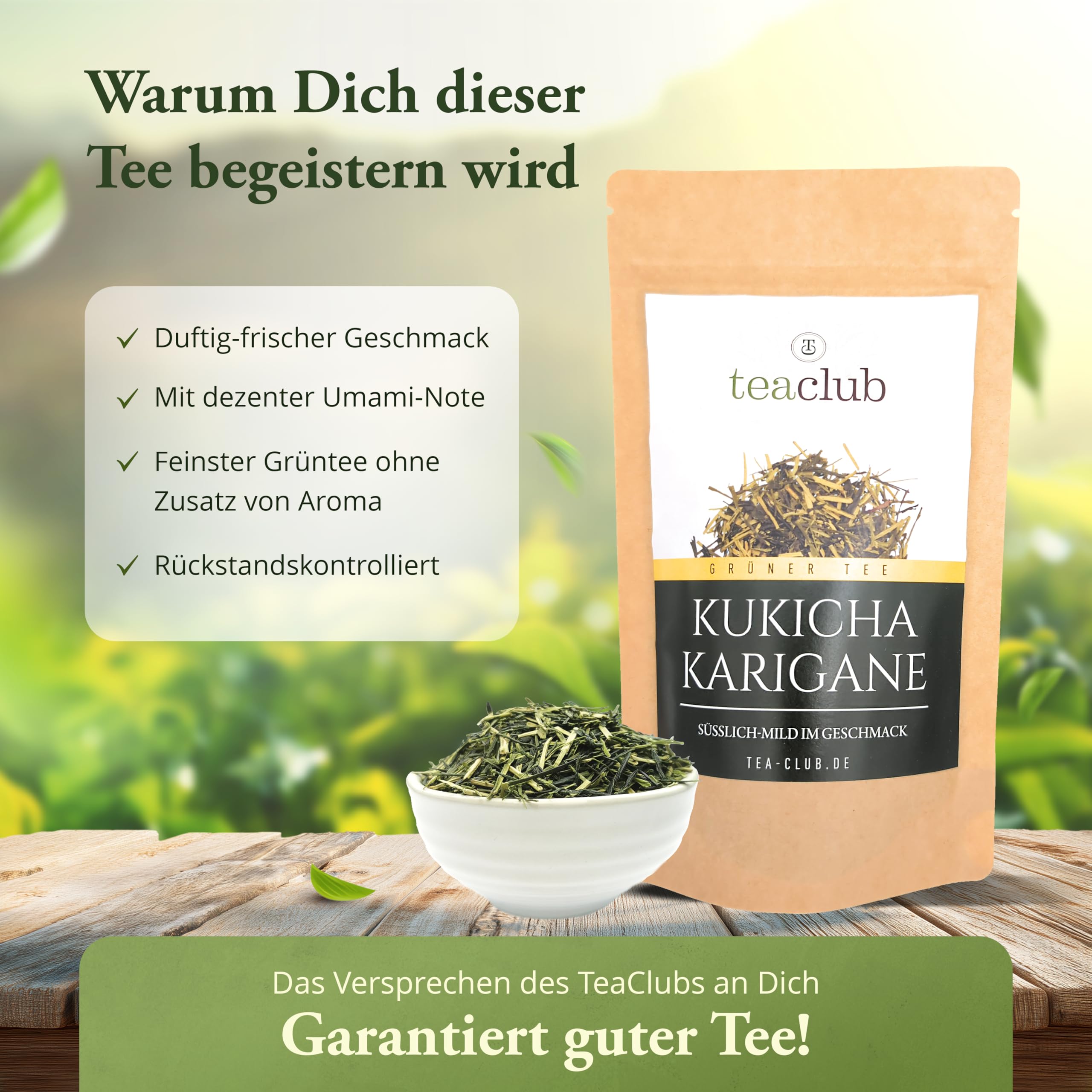 Kukicha Karigane Thé vert Japon en vrac 500g, Gyokuro Kukicha japonais Thé vert doux Umami, TeaClub Thé vert