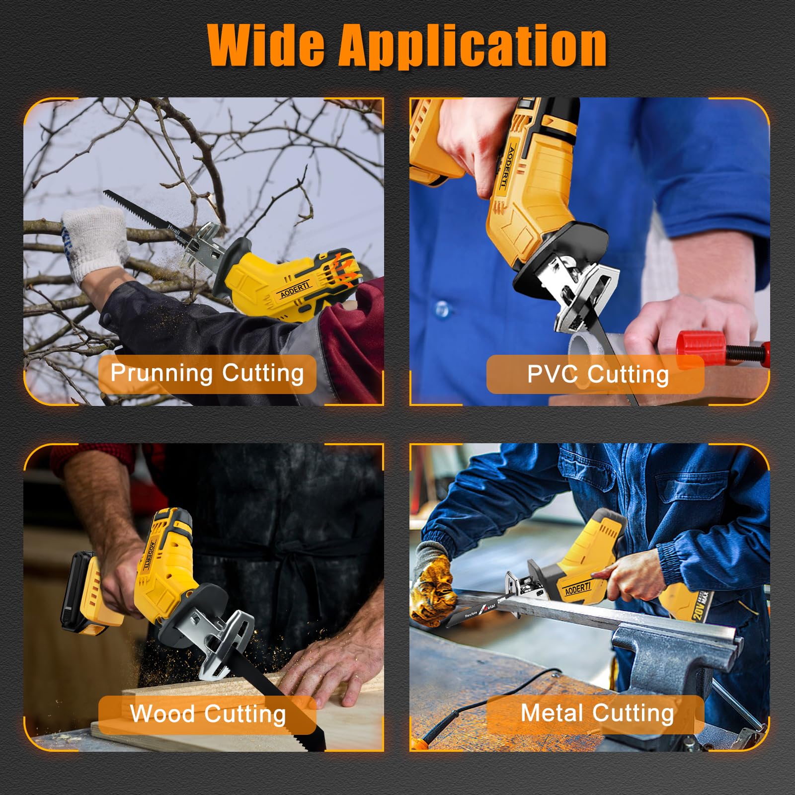 Cordless Reciprocating Saw For Dewalt 20V Batteries – Brushless Motor, 0-4000 SPM, Cuts Wood, Metal, PVC, Lightweight, Tool Only (No Battery), Includes 2 Blades