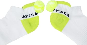 Tennis Socks for Women - Funny Tennis Socks with Tennis Ball Pompom - Great Gift for Tennis Players White, Green One Size