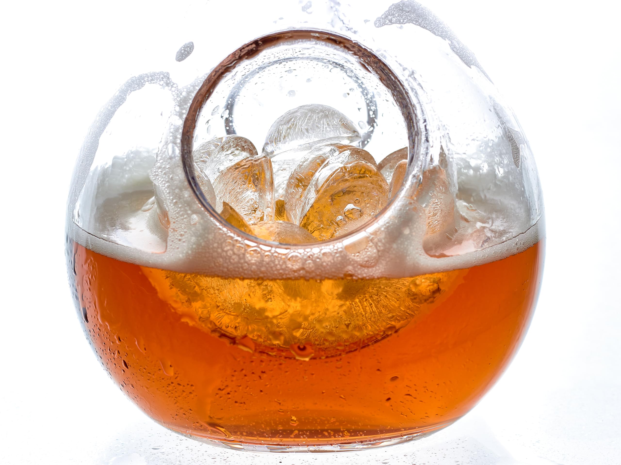 Porrón Enfriador de Cristal Tradicional con Capacidad 500 ml y Compartimento Independiente para Hielo – Salida Fina para Servir – Doble Tapón de Corcho