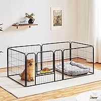 Vista 3 de Yaheetech Corralito para perros extra ancho, 6 paneles de valla para mascotas al aire libre para animales medianos y pequeños, plegable