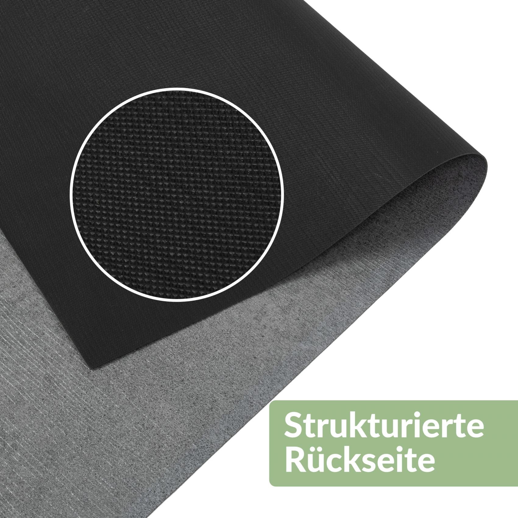 Revêtement de sol en PVC vendu au mètre, revêtement de sol en vinyle, 140 cm de large, aspect béton uni, gris, 600 x 140 cm