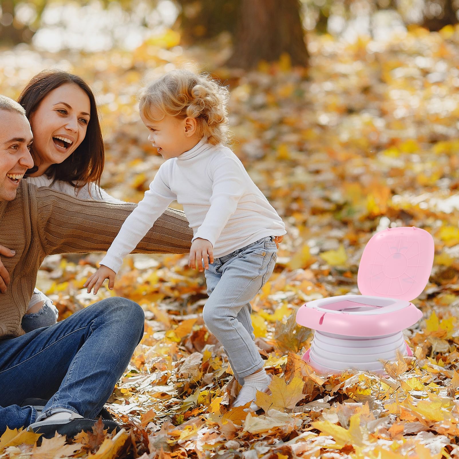 Reise Töpfchen für Kleinkinder Tragbare Klapptoilette für Jungen und Mädchen für Camping und Autofahrten Einfach zu Reinigen Platzsparend und Multifunktional Rosa
