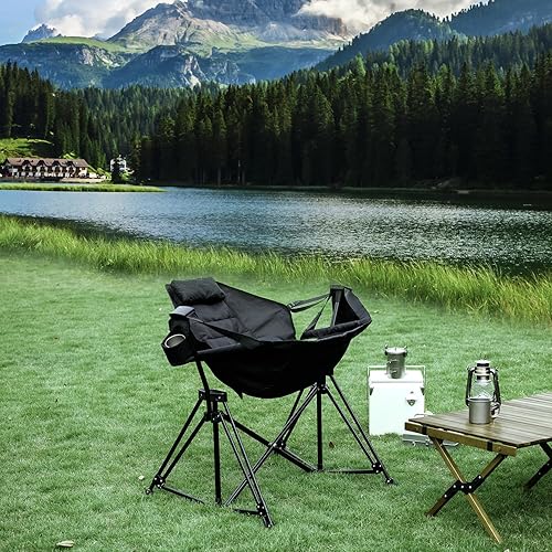 Miniatura 2 de FREETOUR Hamaca - Silla de camping plegable de 350 libras, mecedoras portátiles y plegables para adultos al aire libre, campamento oscilante, con