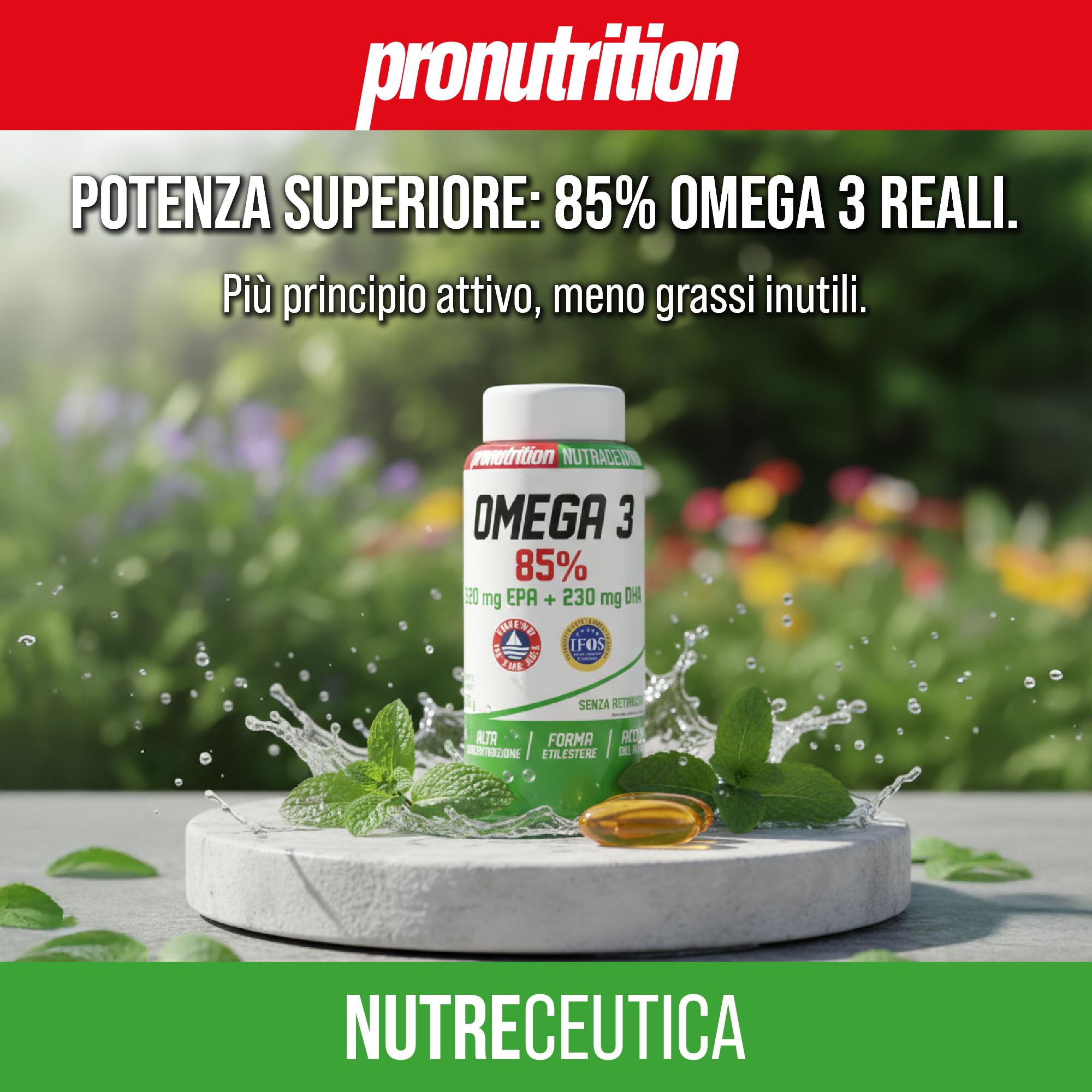 Pro Nutrition Integratore Omega 3 Puro 85% (210 Softgel) con 520mg EPA + 230mg DHA per Cuore, Cervello e Benessere Cellulare