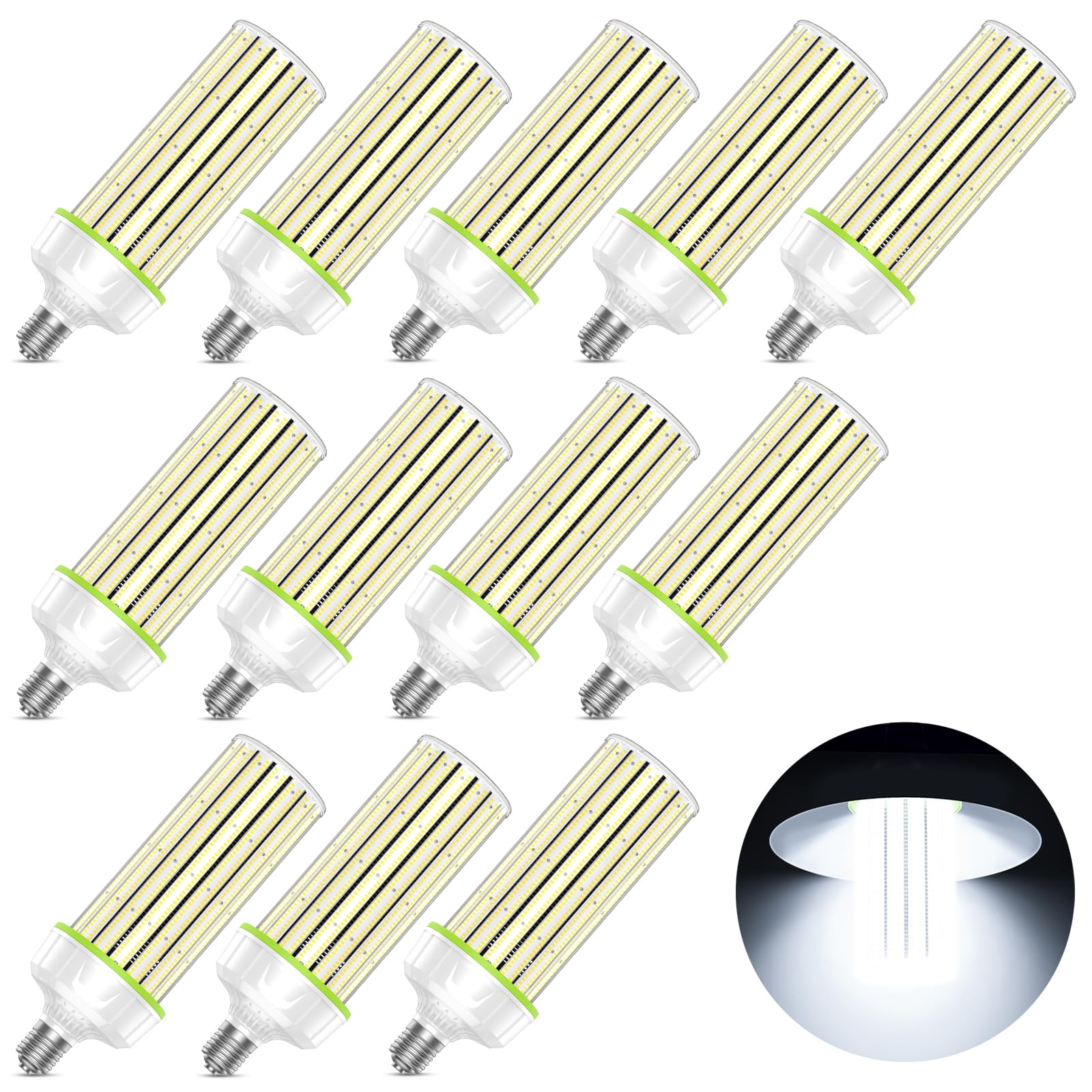 12Pcs 250W LED Corn Light Bulb UL Listed 5000K Daylight White LED Corn Bulb 37500 Lumen with E39