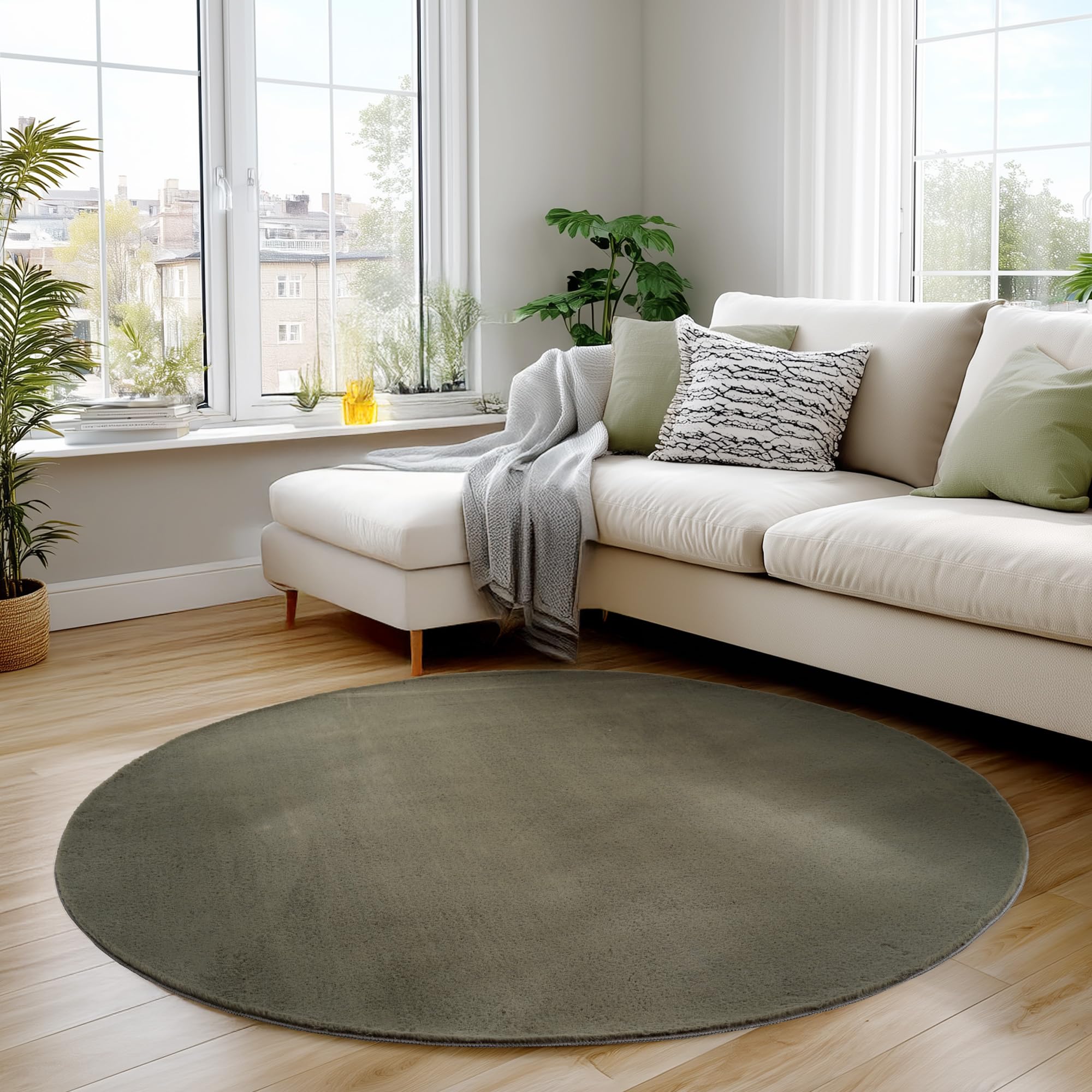 Carpettex Vloerkleed Beige 160x220 cm Wasbaar, Zacht en Antislip, Modern Effen Design voor Woonkamer, Keuken, Kinderkamer en Slaapkamer, Comfortabel en Duurzaam