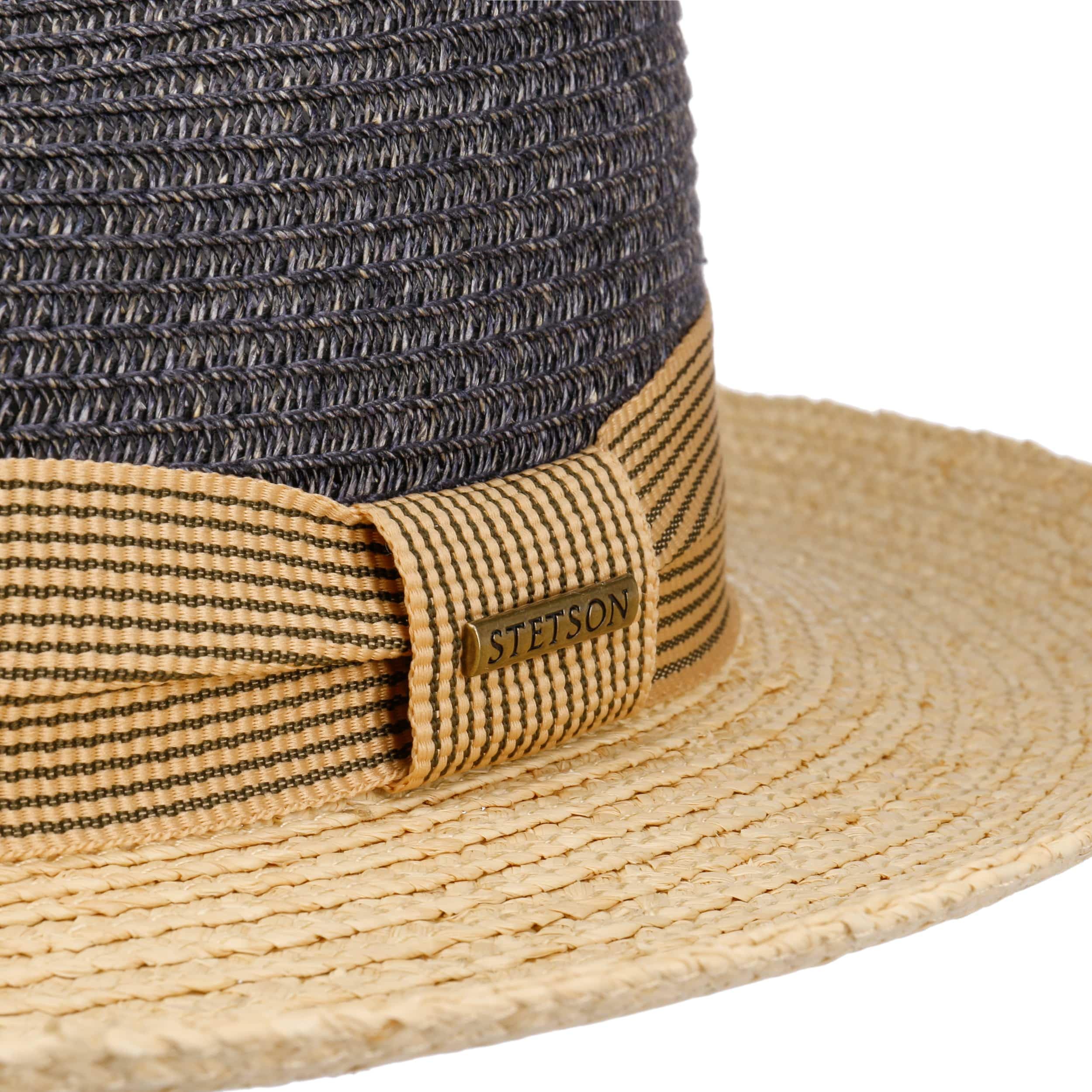 Stetson Toyo Raffia Fedora Strohhut Ripsband Mehrfarbig Damen und Herren Frühling Sommer