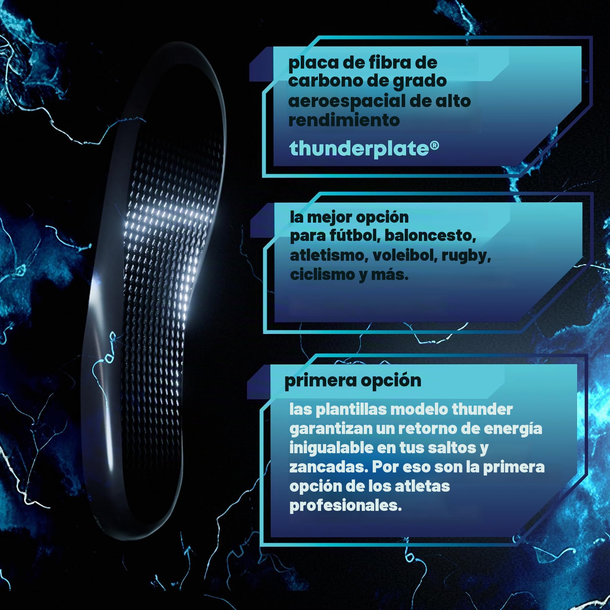 Plantillas de fibra de carbono - para deporte - modelo athlete upgrade® thunder (XS (EU 33-36,5))
