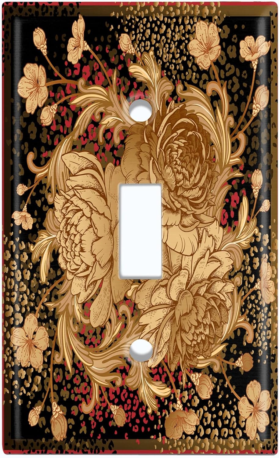 Metal Light Switch Plate Cover Elegant Dark Floral Wallpaper PNT041