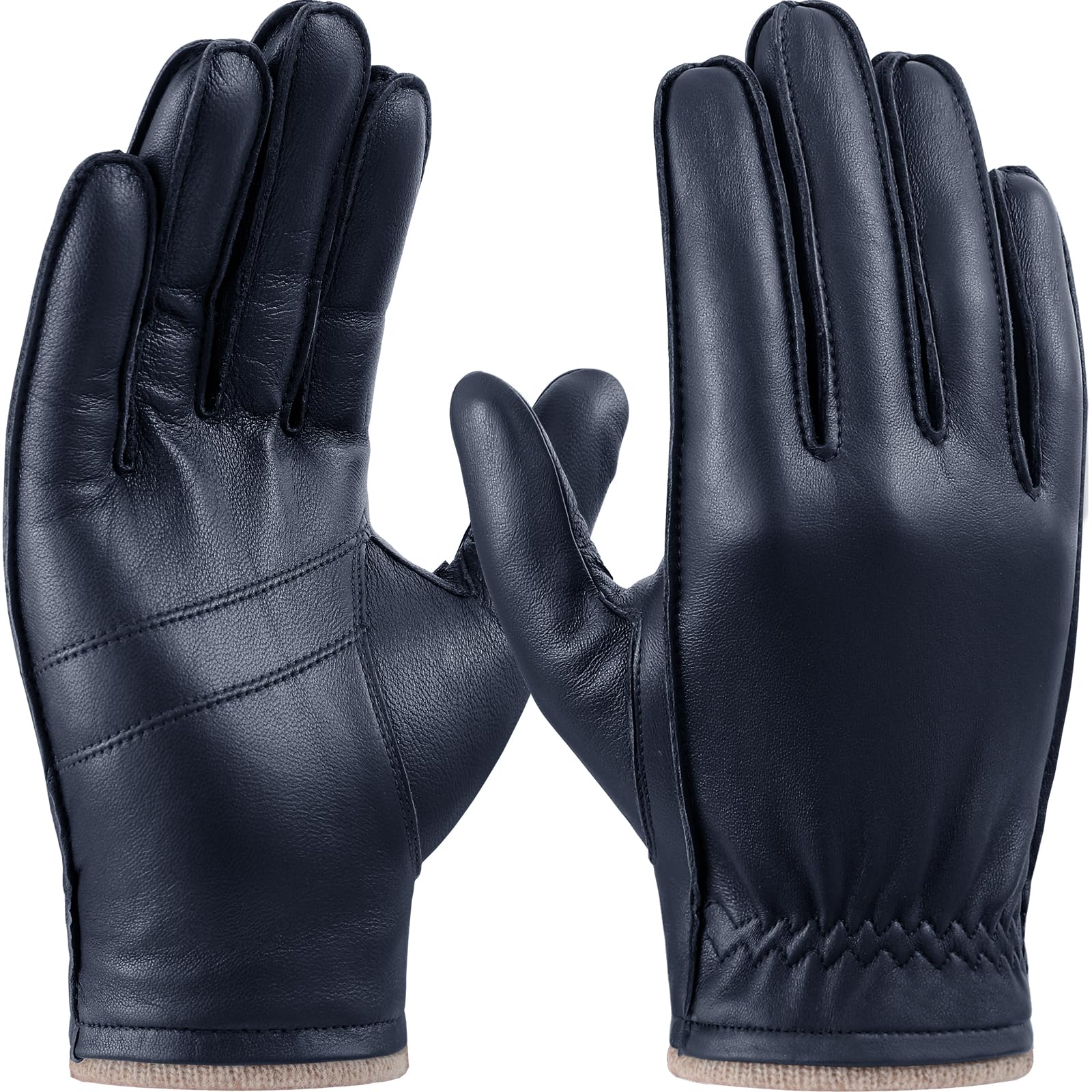 Guantes de invierno de piel de oveja sin cromo GSG artesanía con lana 8